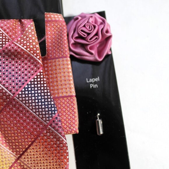 Mario Ferrari Pocket Square, Bow Tie & Lapel Pin, Pink, NWT - Picture 2 of 6